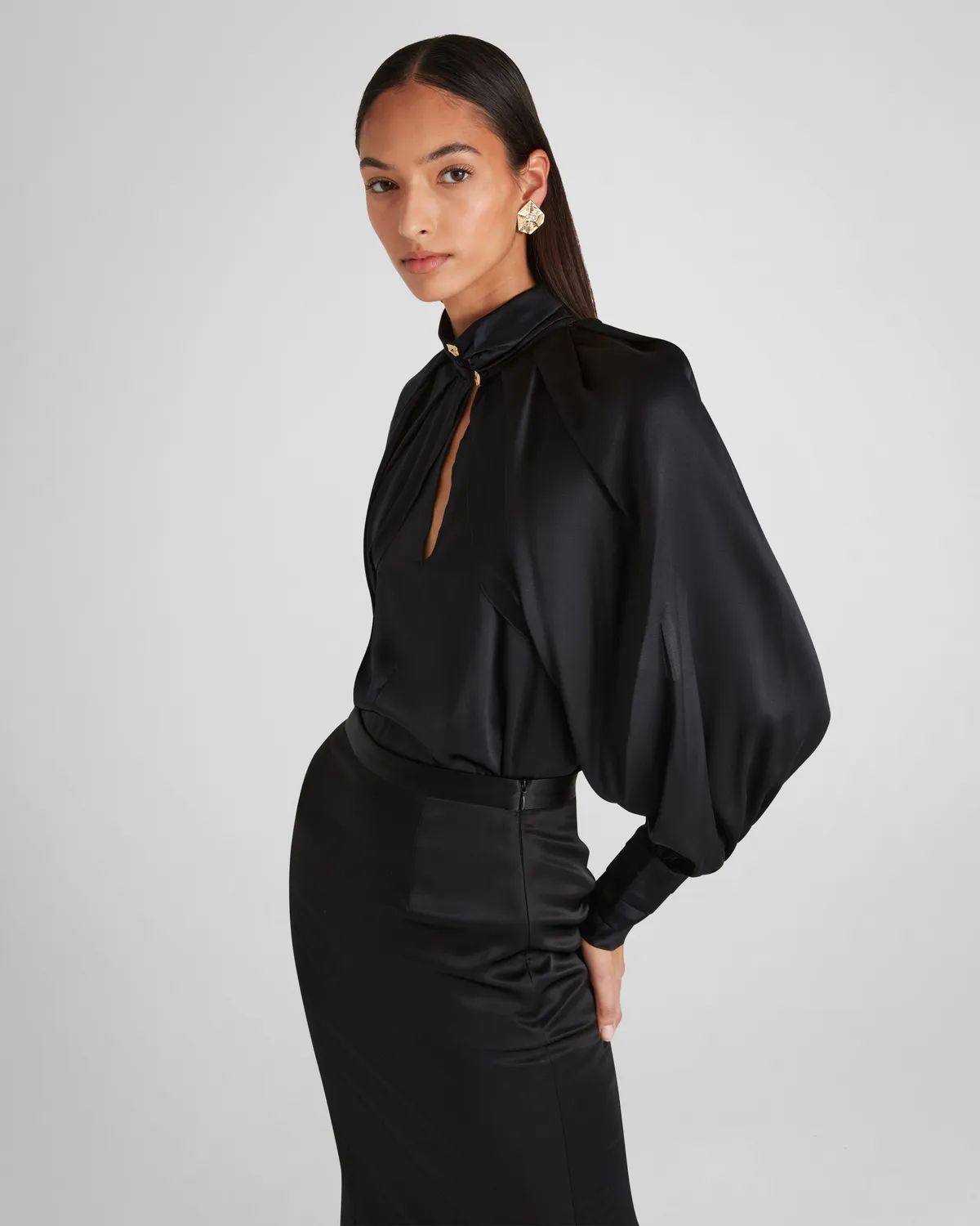 Violante Nessi Rossini camicia satin seta nero