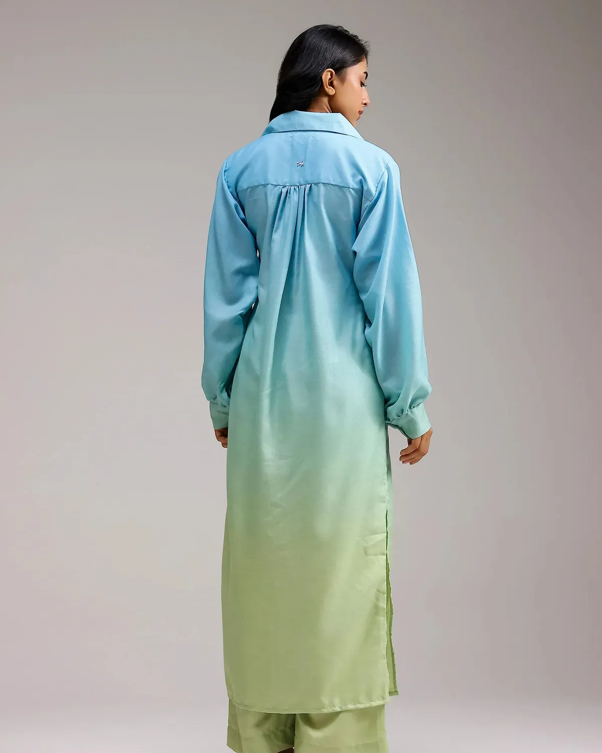 Our Dve Blush set kurta azzurro sfumato lino