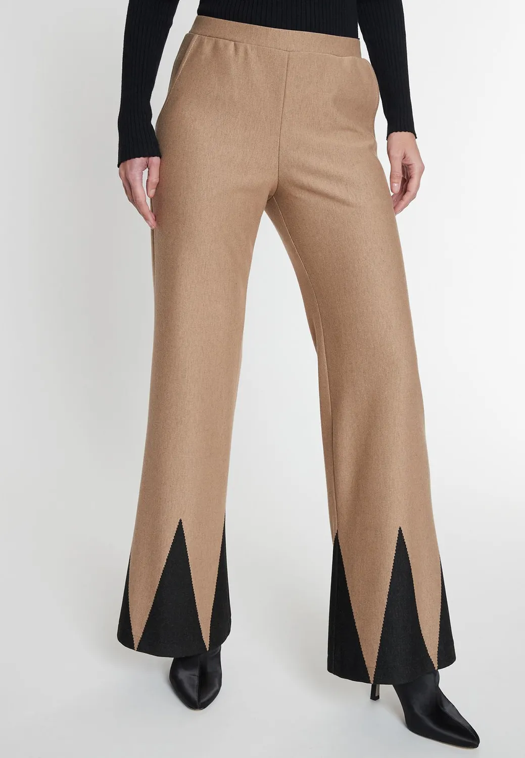Ana Alcazar Milly pantaloni svasati maglia zigzag nero