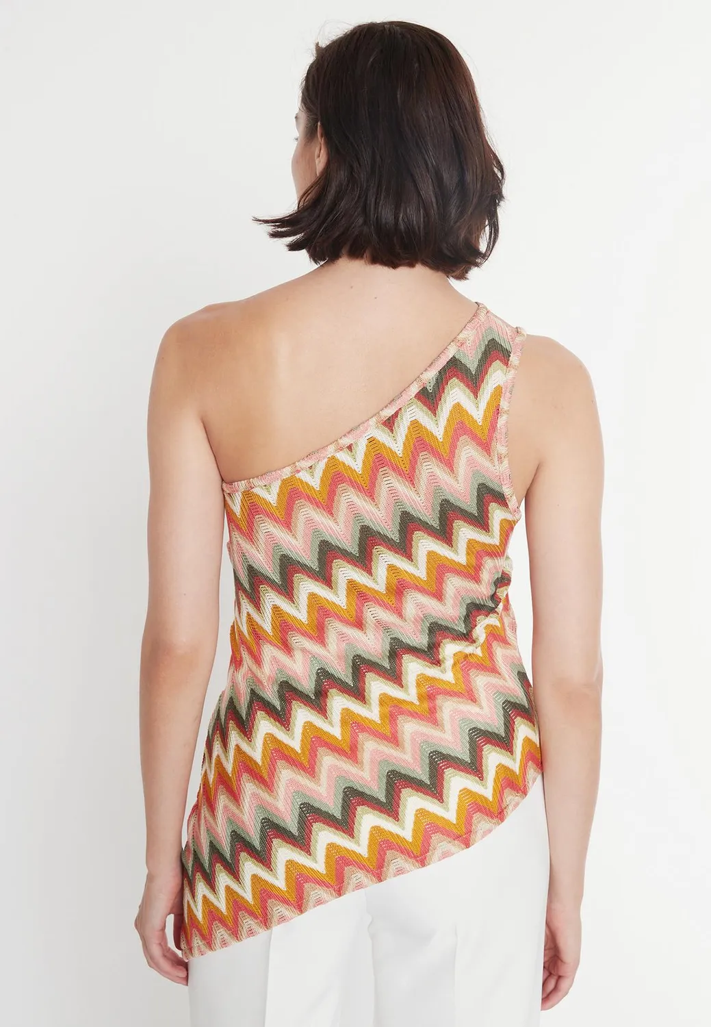 Ana Alcazar Poesa top monospalla fantasia zigzag