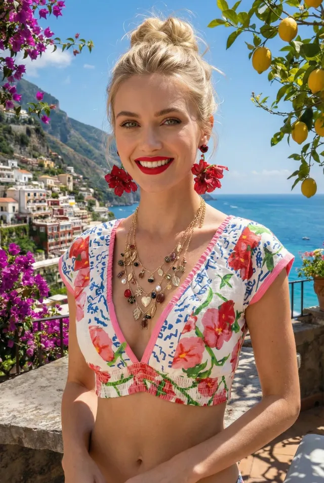 Antica Sartoria FC264 top corto fucsia in cotone