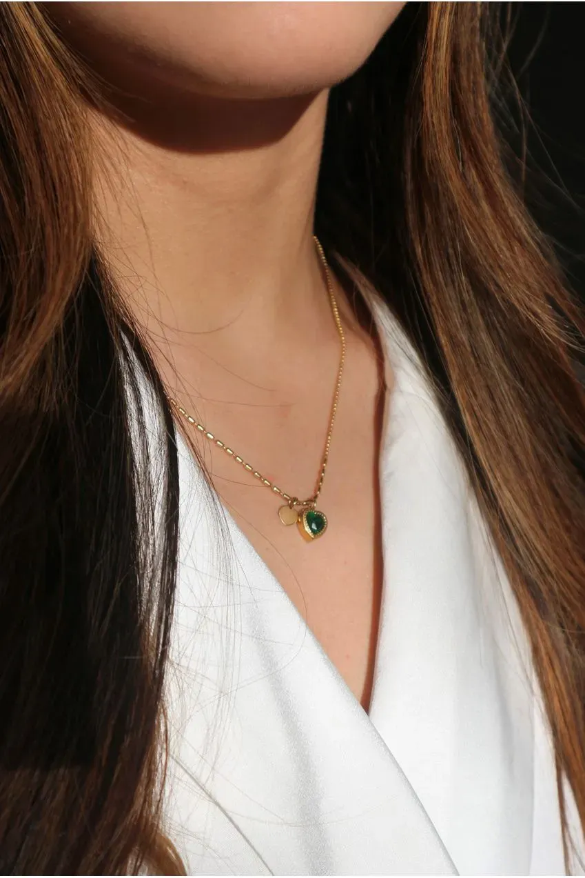 SVNX Emerald Green Heart collana oro cuore verde
