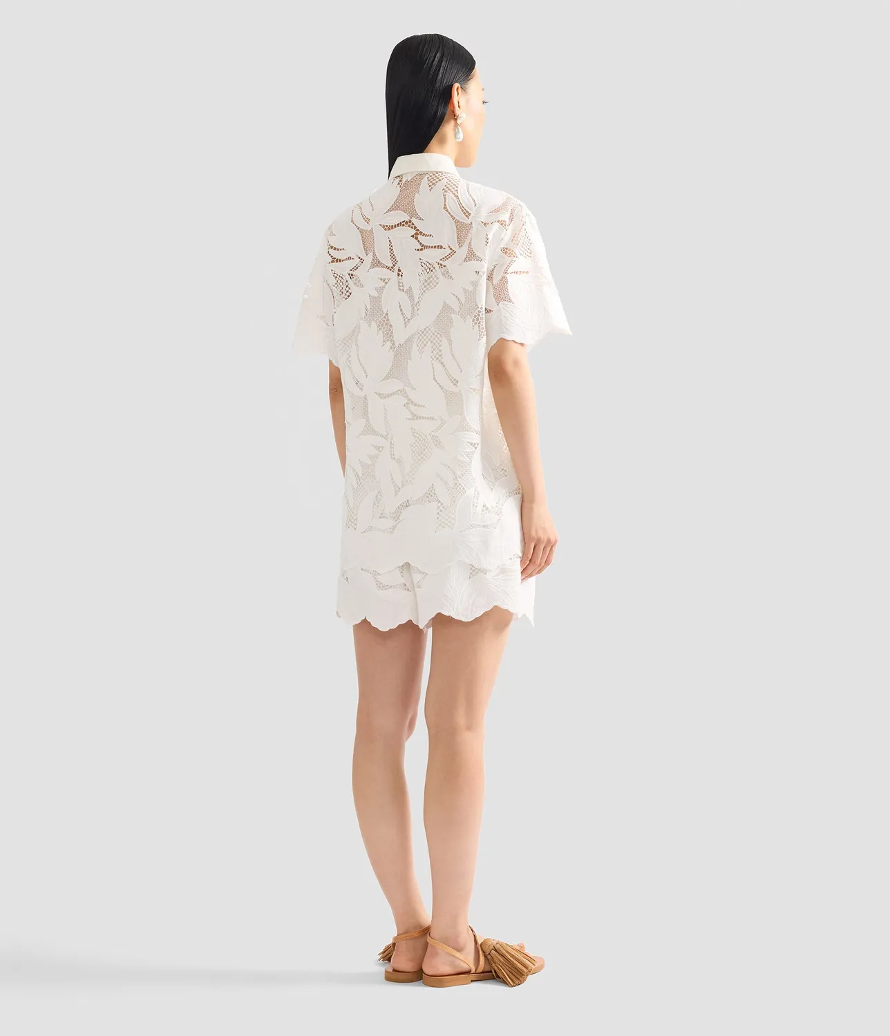 Erdem Cotton Cutwork Short Sleeve camicia cotone
