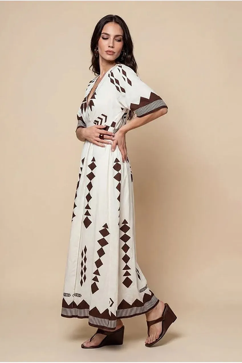 Urban Bliss Angel Sleeve abito maxi marrone fantasia