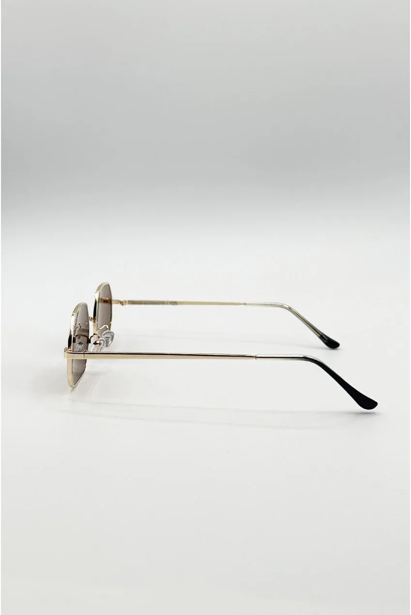 SVNX Oval Occhiali da sole oro marrone metallo