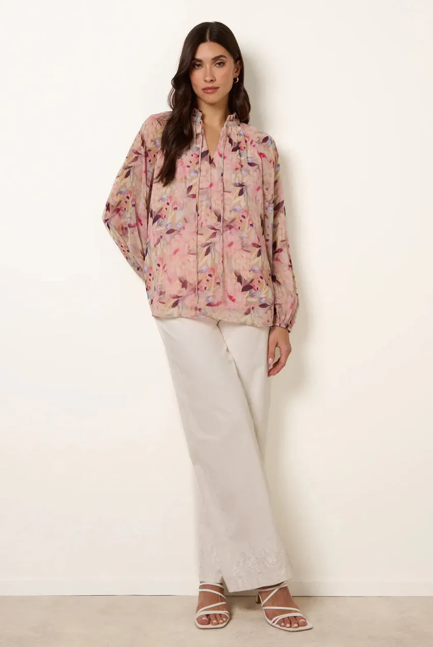 Blue Vanilla Watercolour camicia floreale rosa poliestere