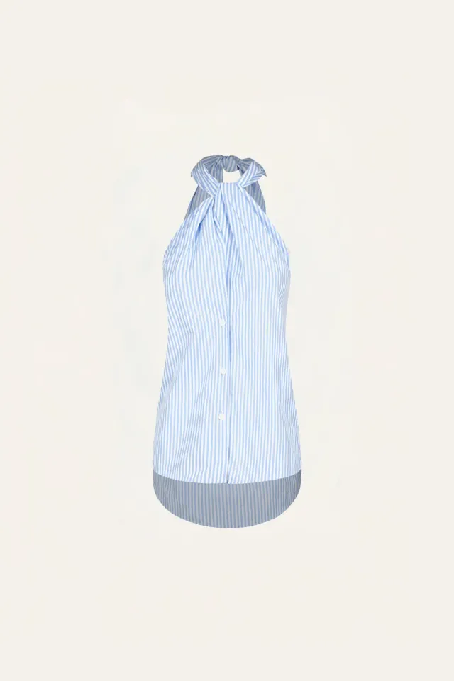 Johanna Ortiz Modern Inner Balance camicia azzurra fiocco