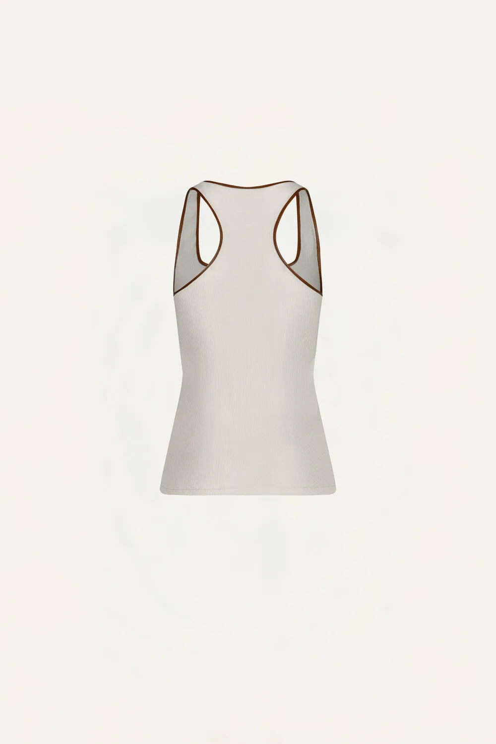 Johanna Ortiz Reinvention canotta ecru ricamo marrone