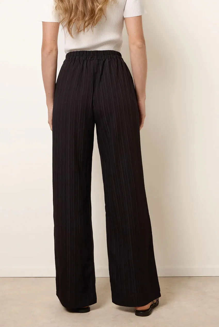 Blue Vanilla Drawstring pantaloni neri gamba larga coulisse