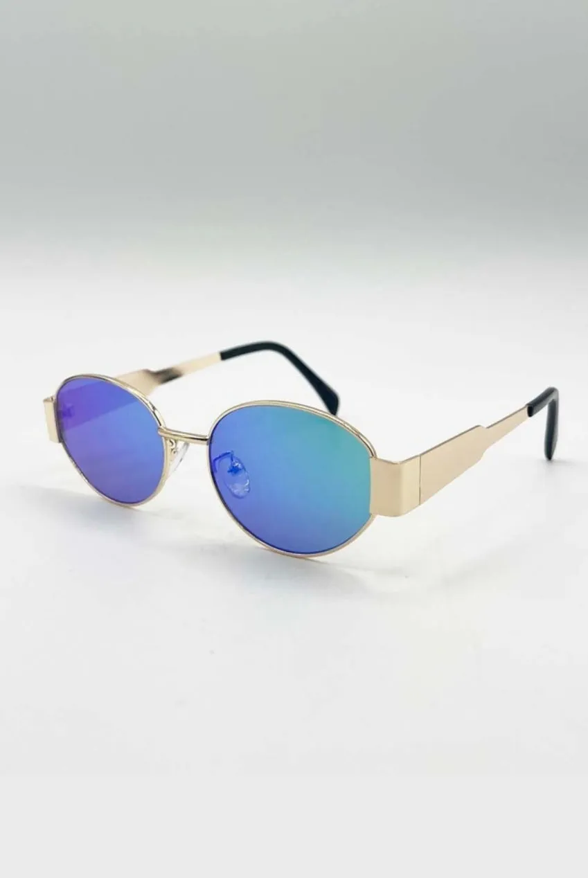 SVNX Oval occhiali da sole oro verde UV400