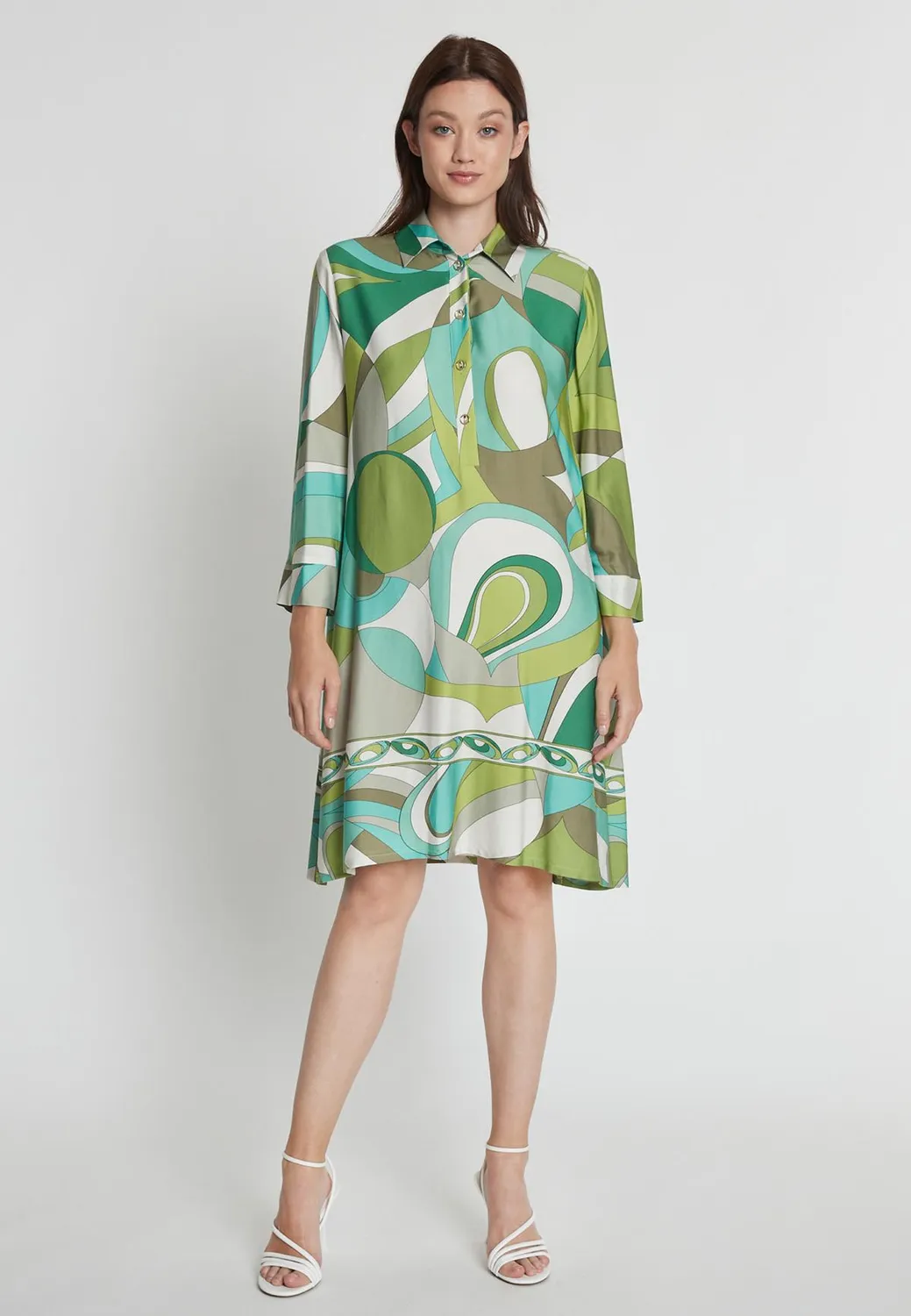 Ana Alcazar Risea abito chemisier raso verde
