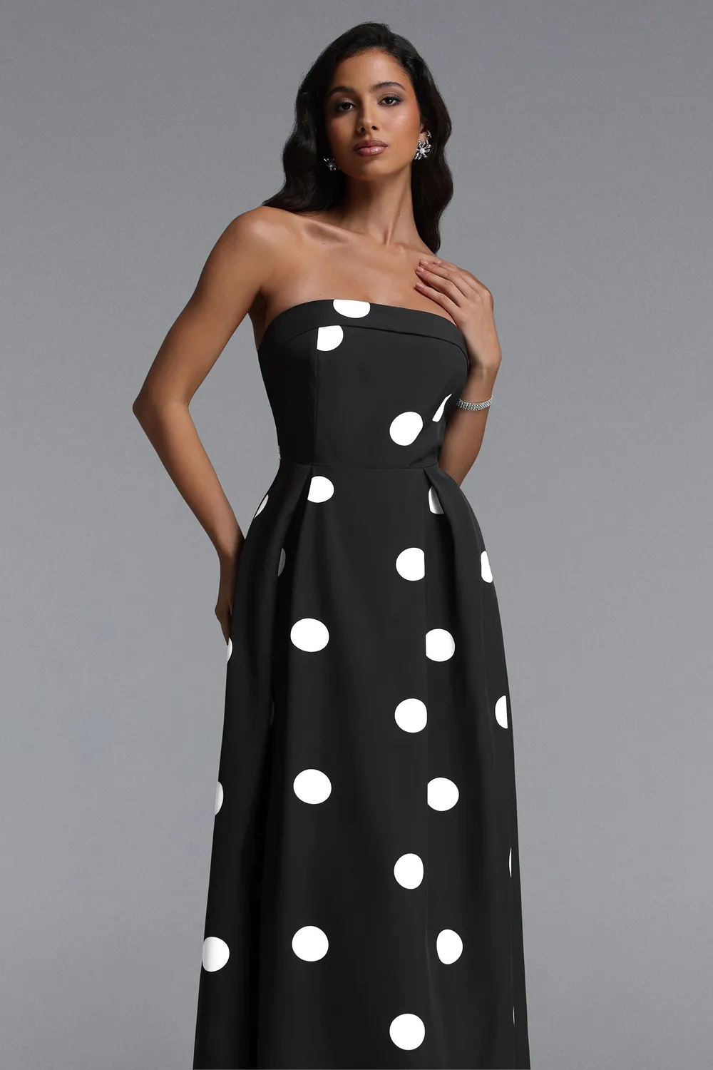 Bella Barnett Marley abito maxi pois nero L sartoriale