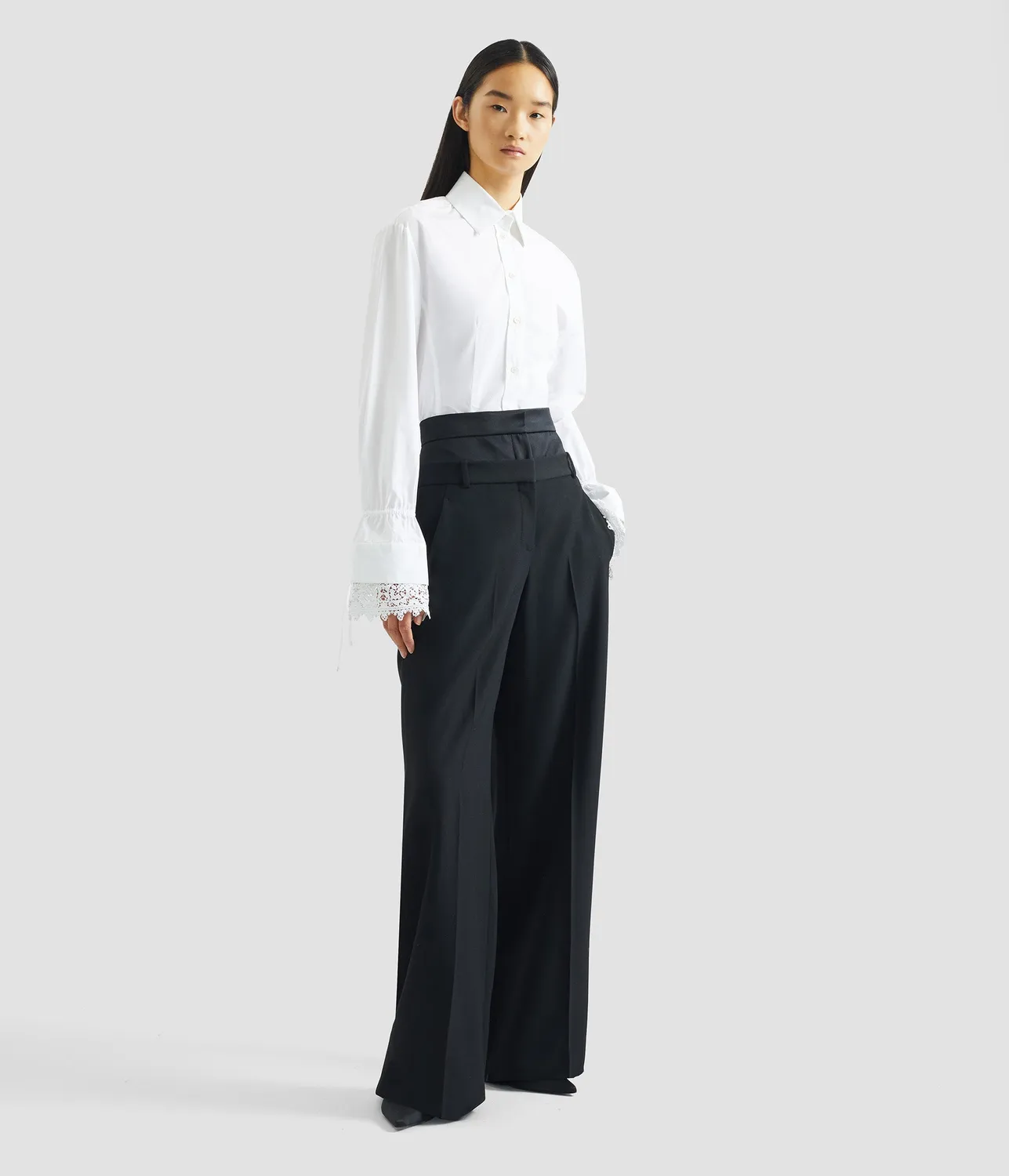 Erdem Cotton Poplin camicia bianca pizzo