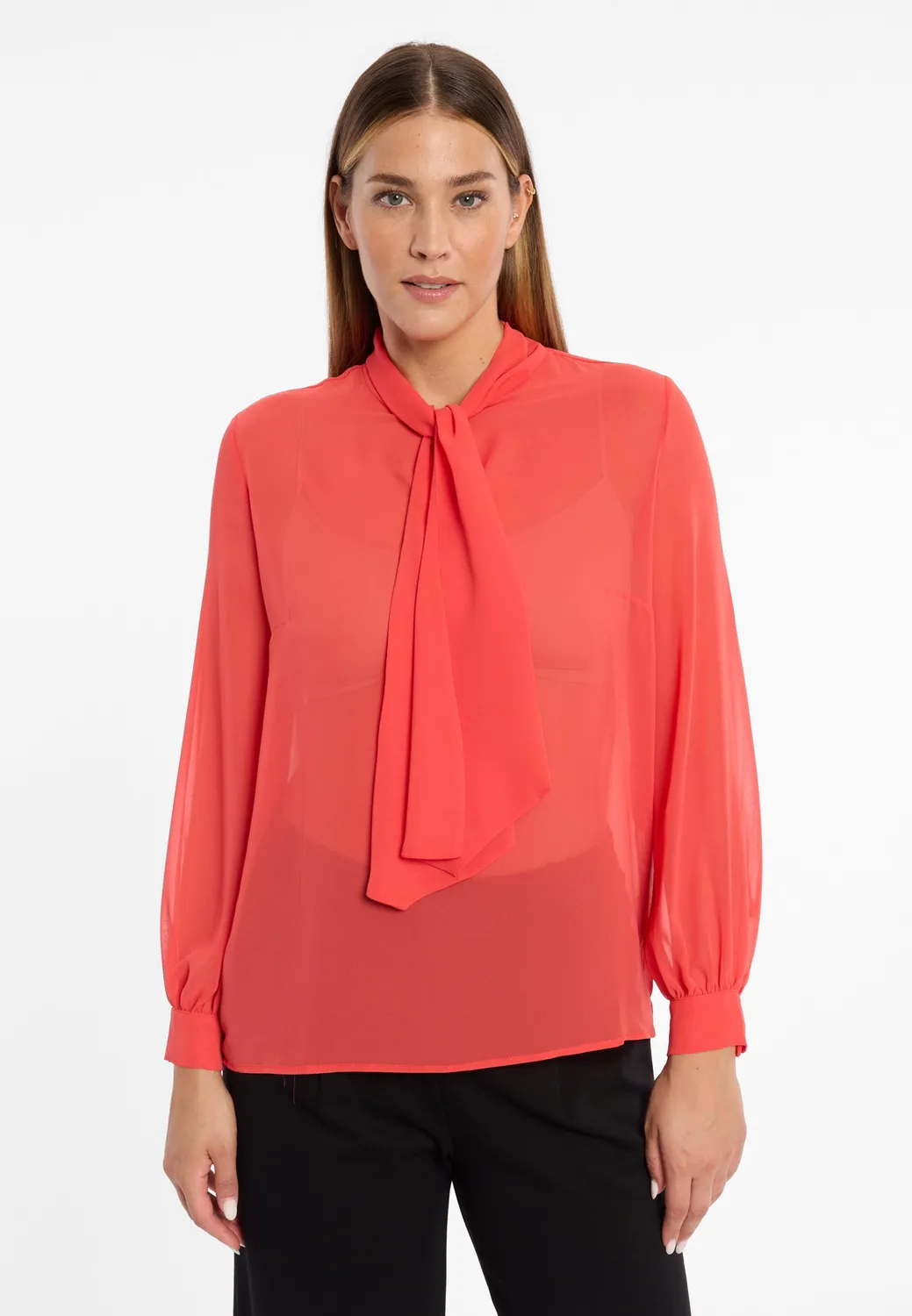 Ana Alcazar Cosasa blusa rossa chiffon con fiocco
