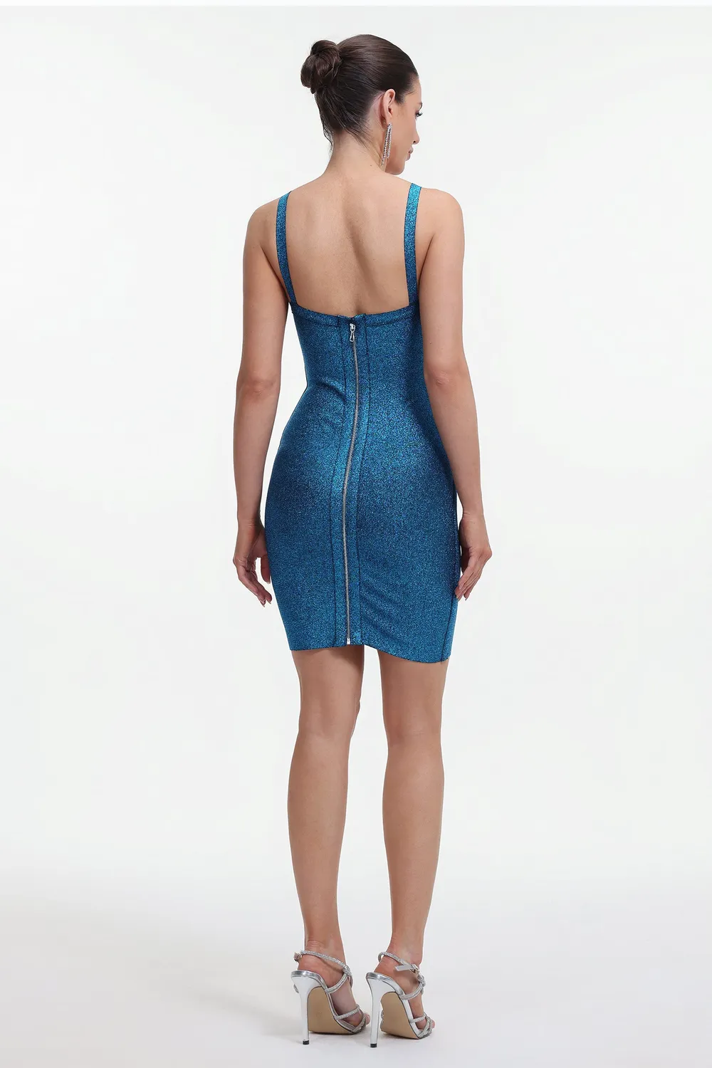 Goddiva Bella Barnett Abito Cocktail Blu metallizzato mini