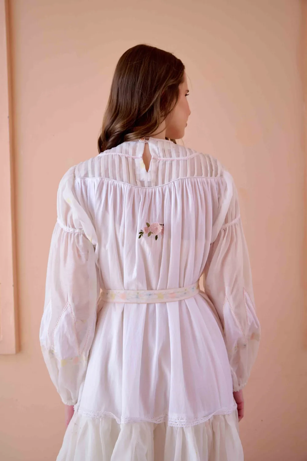 Our Dve Irene Dress abito bianco cotone maniche lunghe
