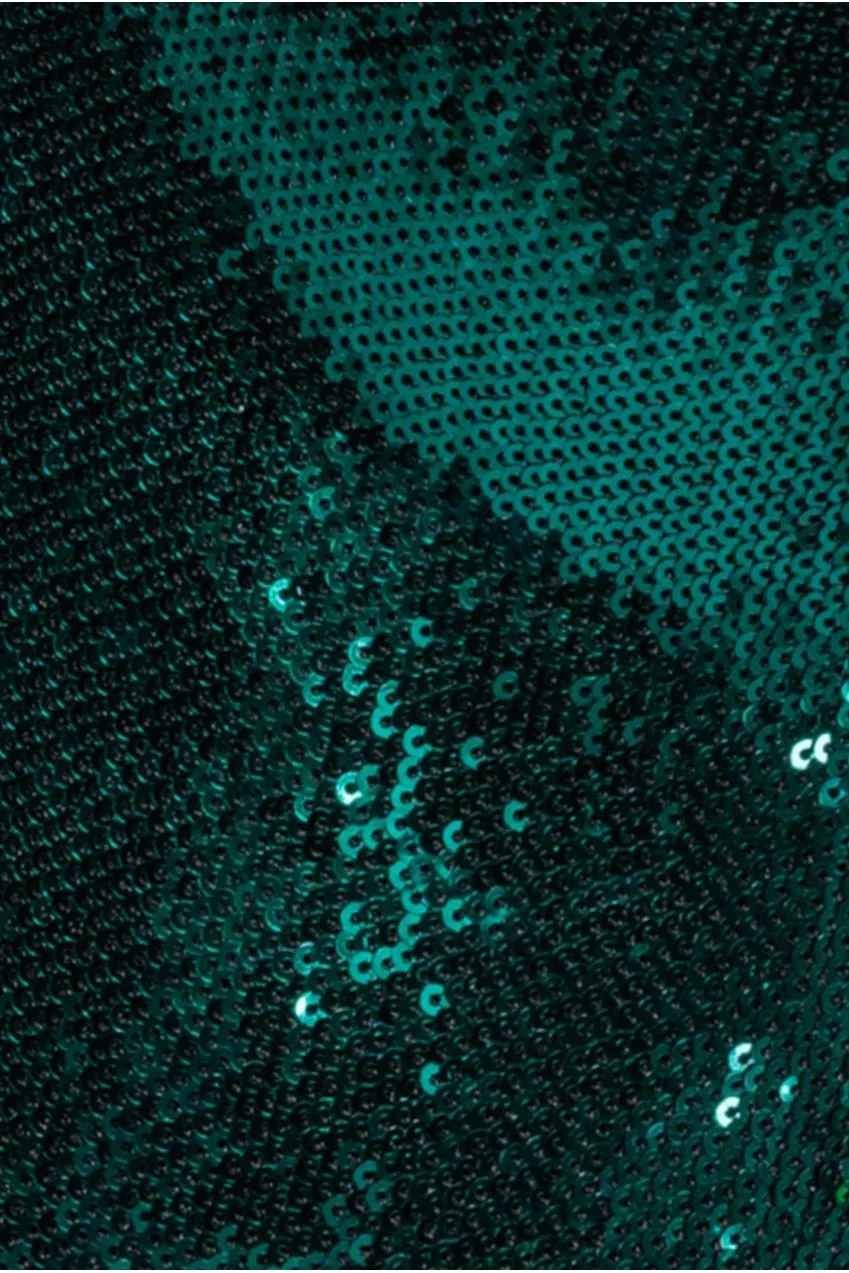 Goddiva Liquid Sequin Tuta Verde Smeraldo Scollo V