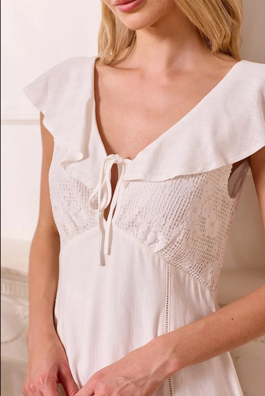 Angeleye Broderie Top Babydoll mini abito bianco
