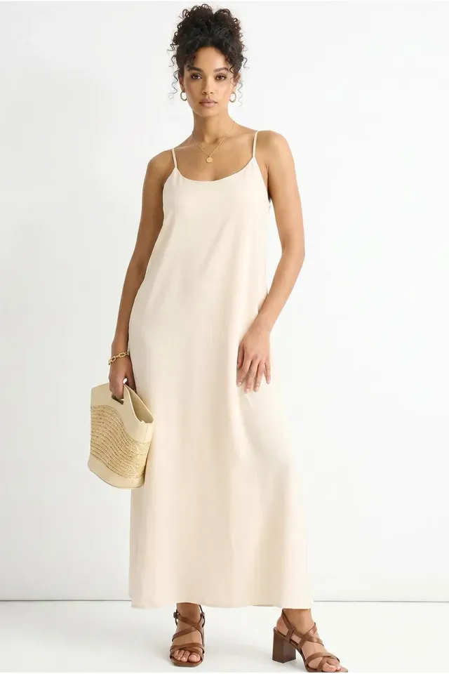 Gini London Airflow abito maxi beige M/L incrociato