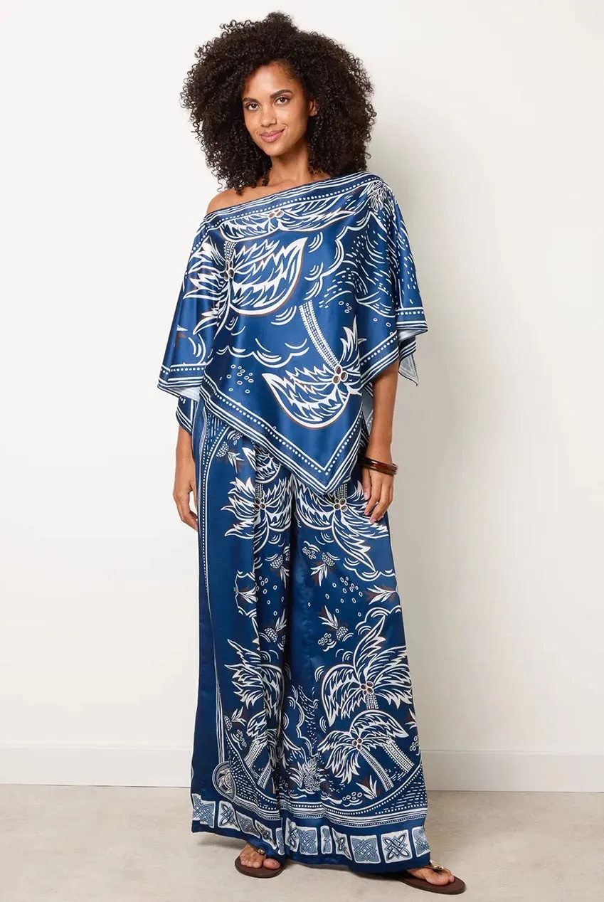 Blue Vanilla completo stampa foulard navy gamba larga