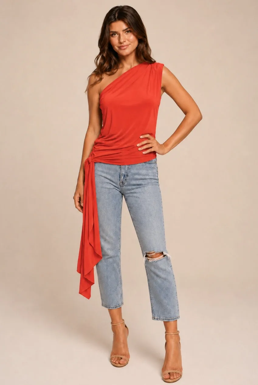 Honor Gold Khloe top monospalla arancione elasticizzato