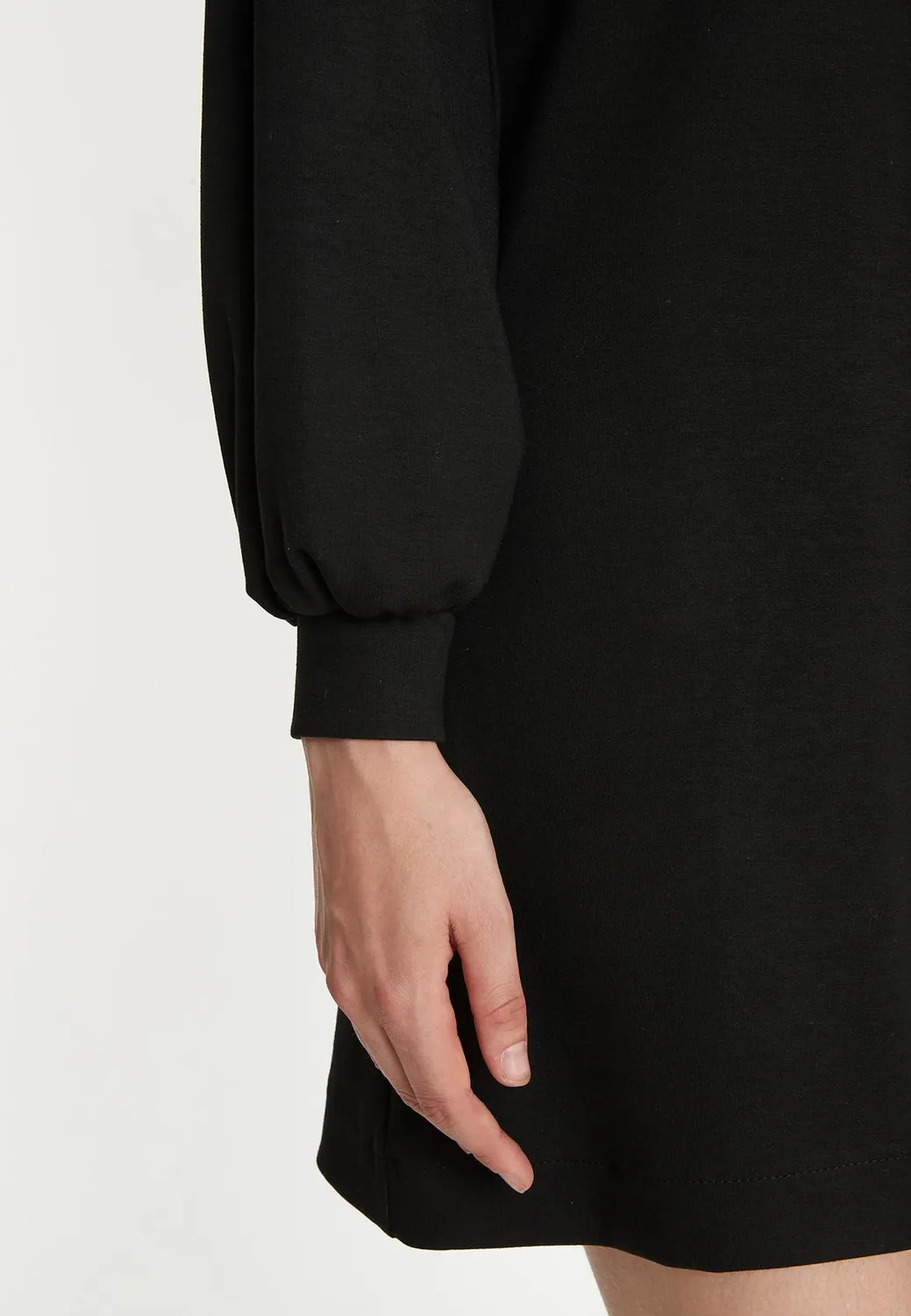Ana Alcazar Tina abito nero corto jersey cut-out