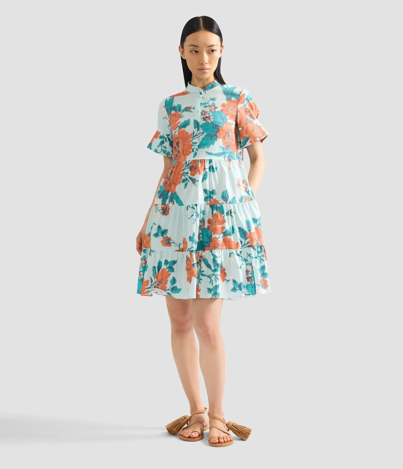 Erdem Floral abito mini cotone balze papaveri