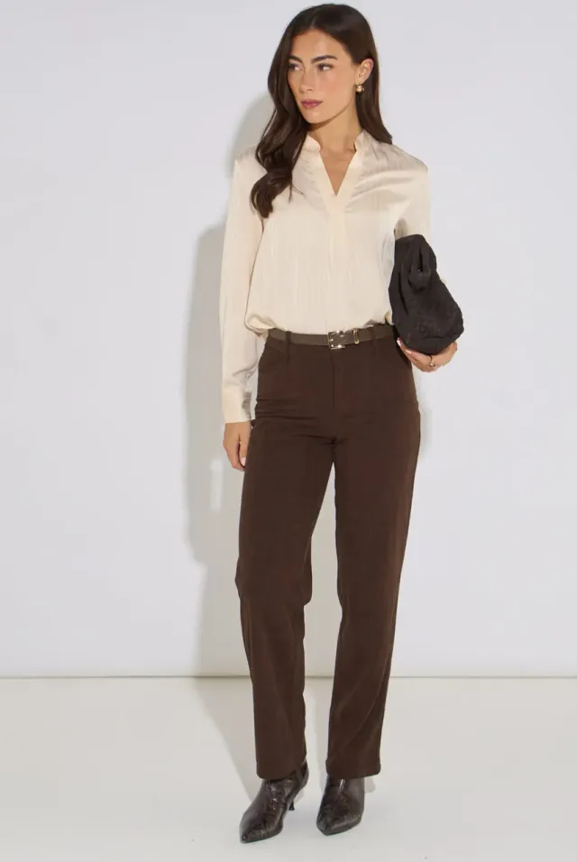 Gini London Brown Cord Straight Leg pantaloni marroni velluto