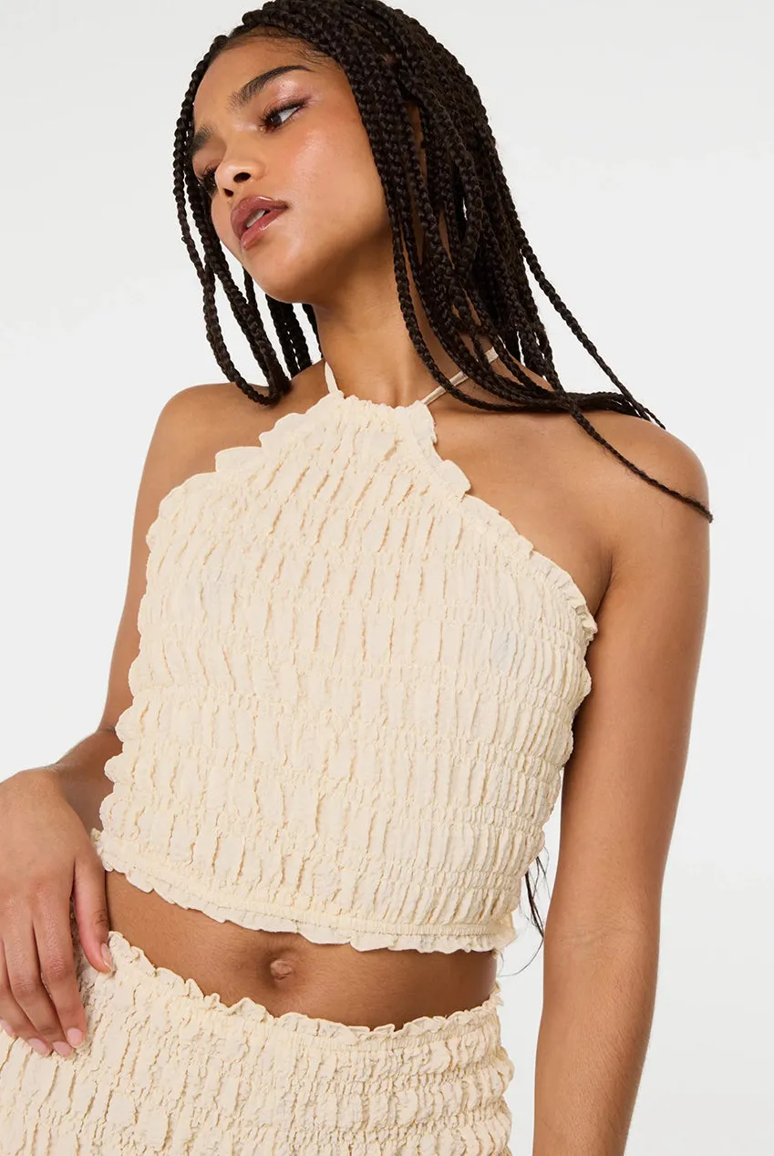 Pink Vanilla Shirred Halterneck Top stone S/M