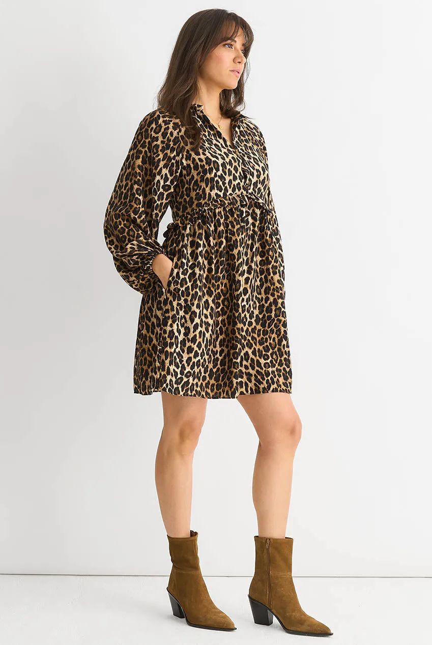 Gini London Brown Animal Smock Mini abito marrone