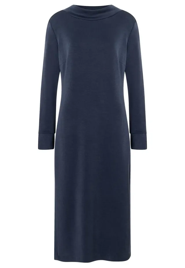 Ana Alcazar Sedani abito midi blu jersey manica lunga