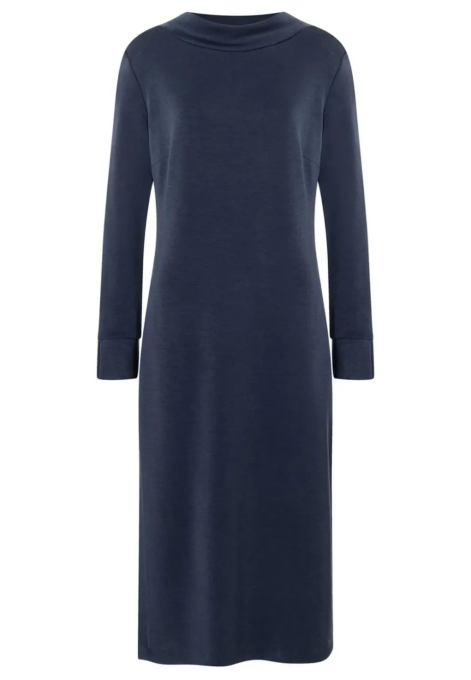 Ana Alcazar Sedani abito midi blu jersey manica lunga