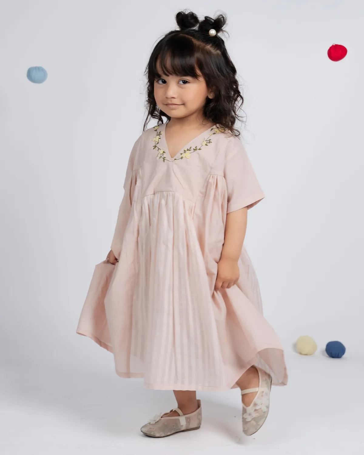 Our Dve Poppy Dress abito bambina rosa cotone