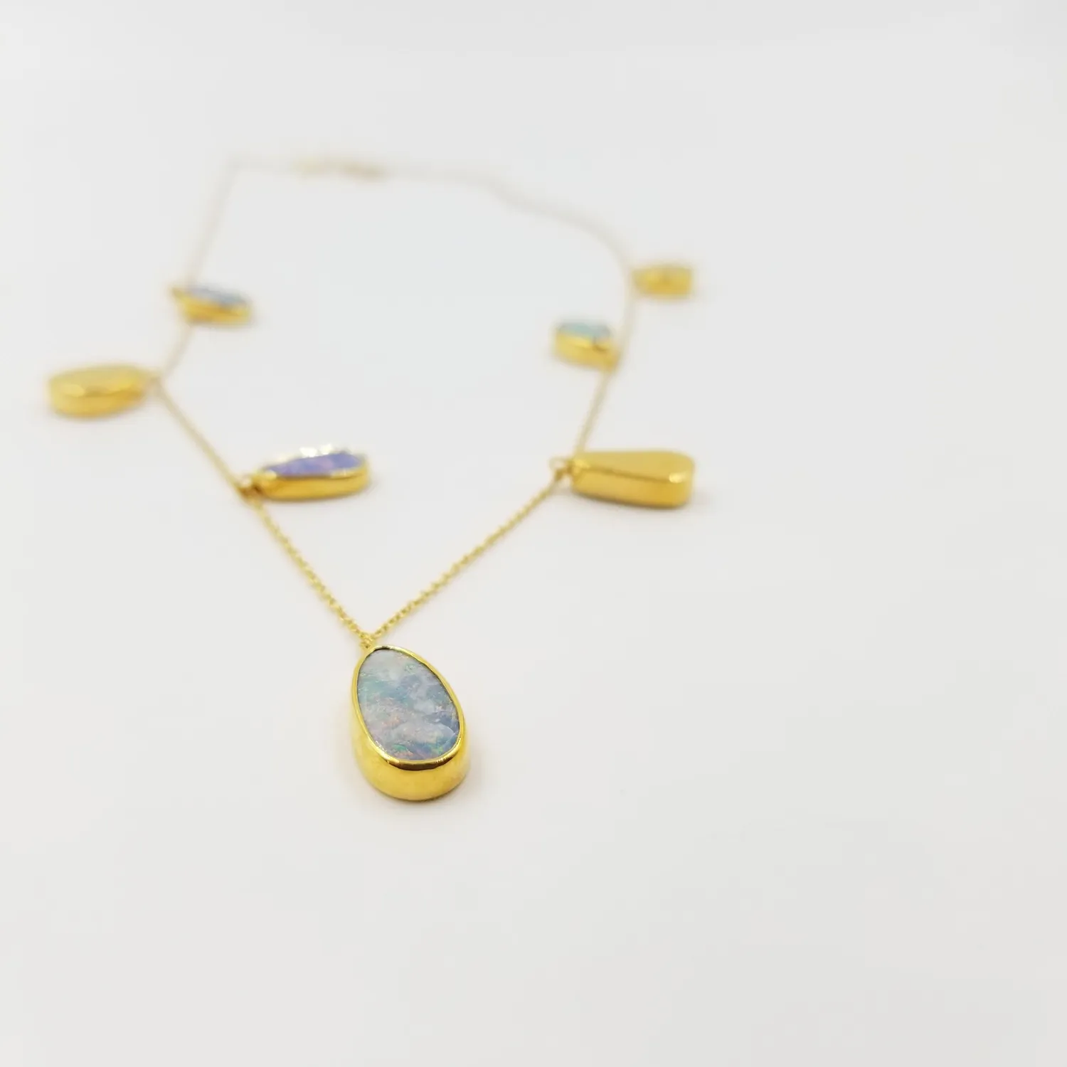 Our Dve Blue Opal choker oro opale blu argento