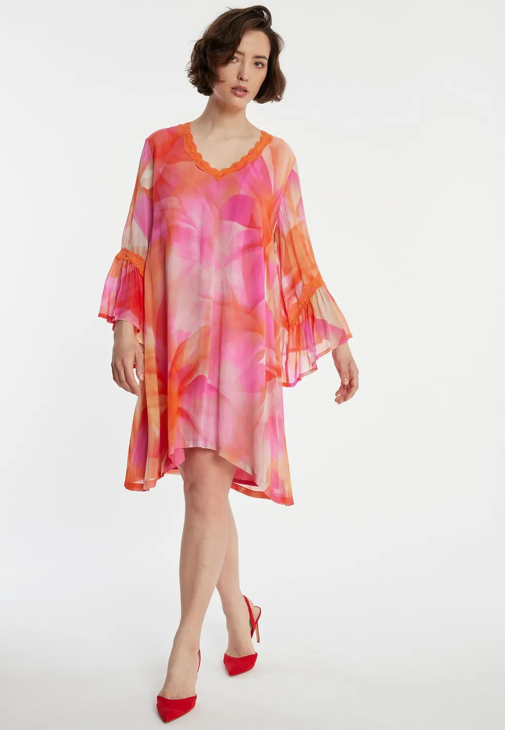 Ana Alcazar Zeluna abito corto chiffon fantasia floreale