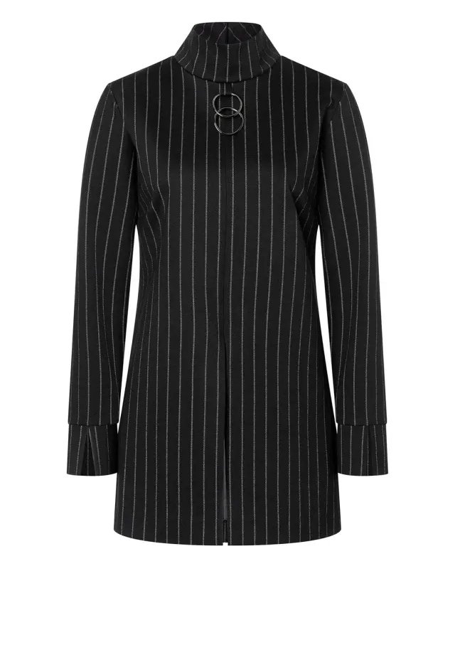 Ana Alcazar Somya top lungo gessato nero business