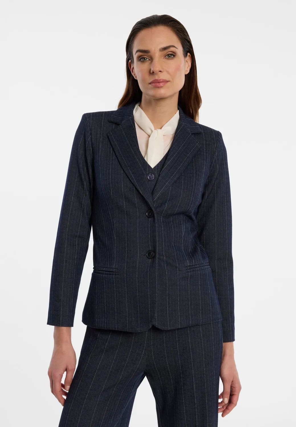 Ana Alcazar Enlivossa blazer gessato blu navy