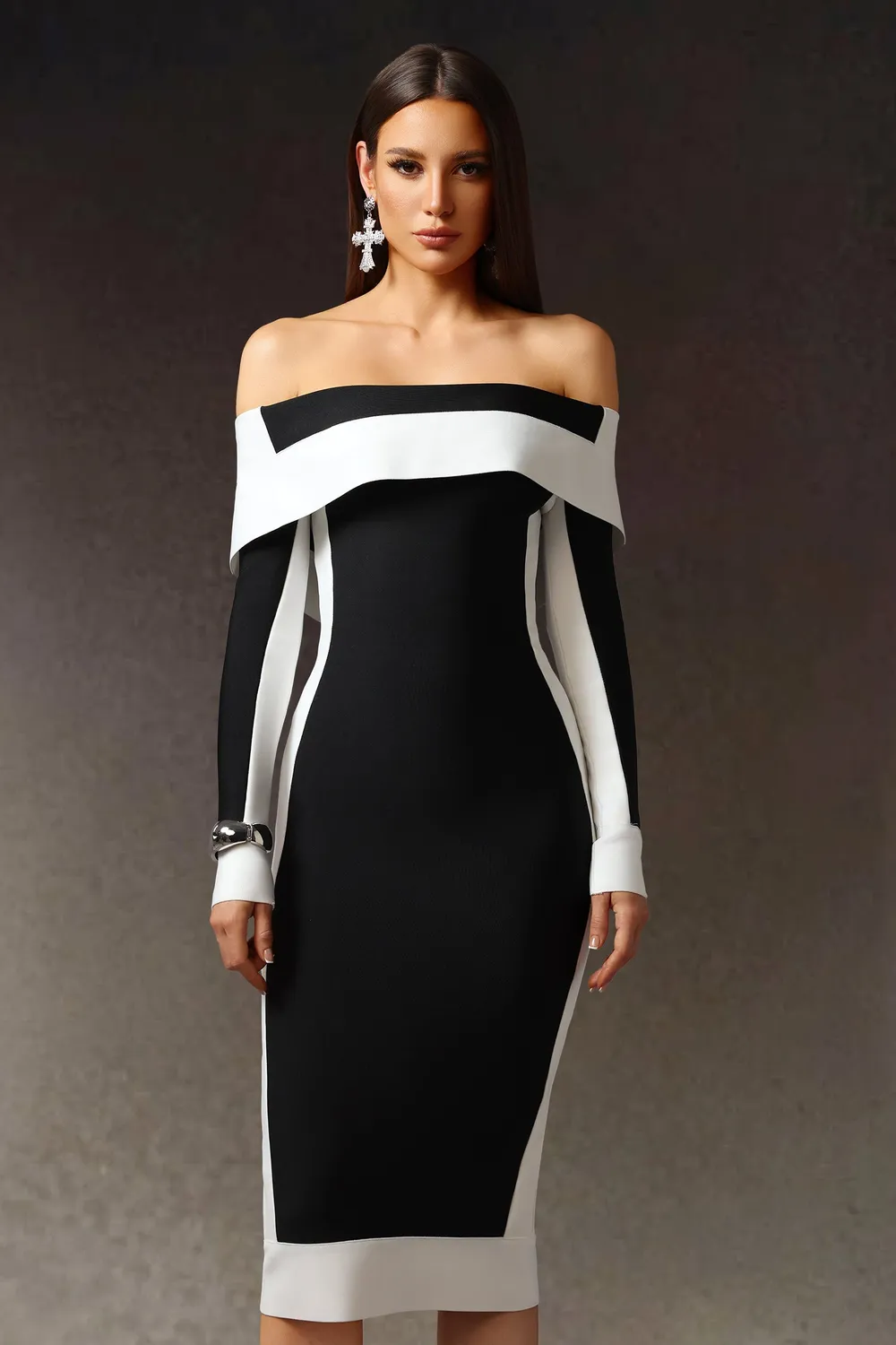 Bella Barnett Mattey abito midi nero bandage