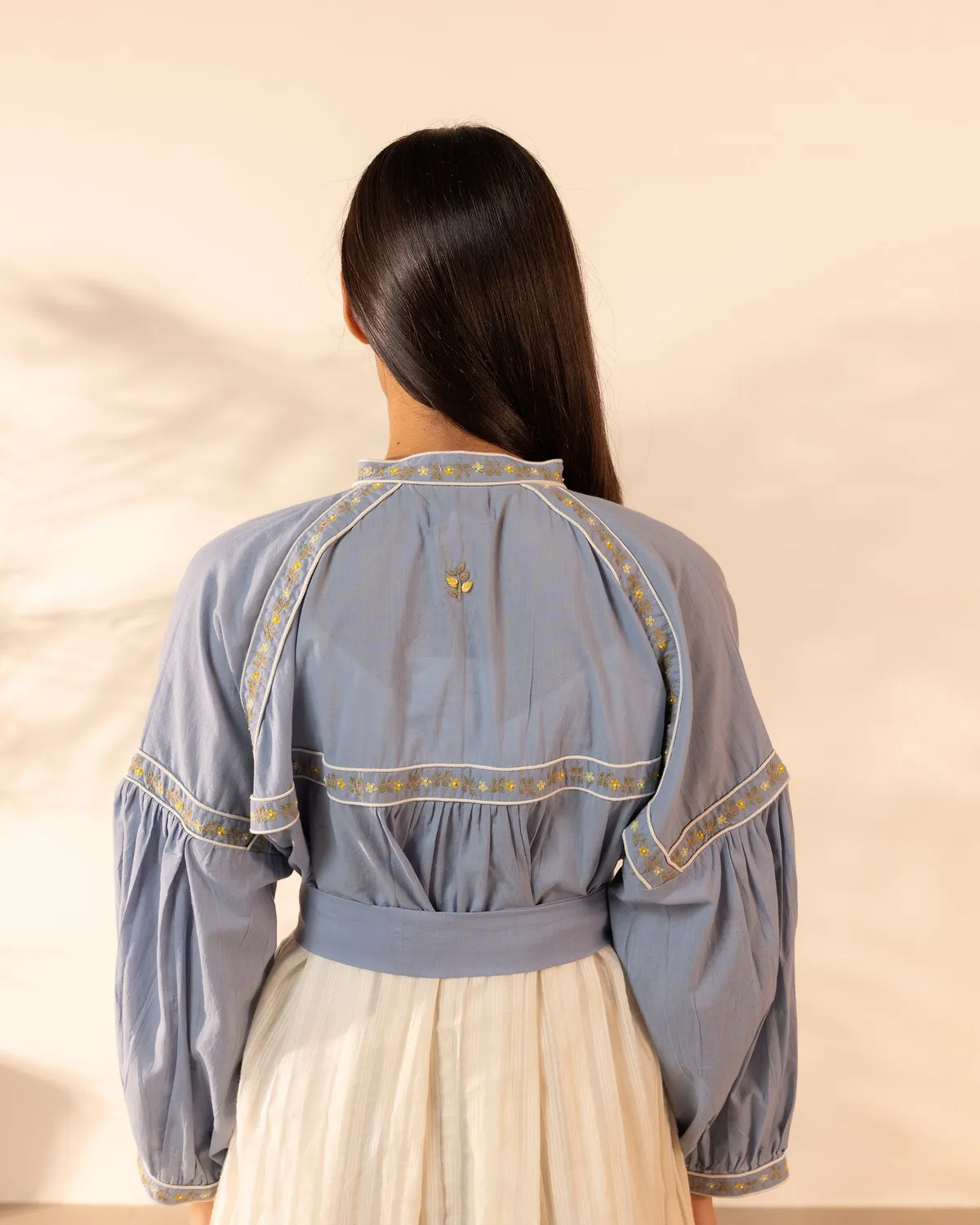 Our Dve Citrus Glow abito cotone blu beige taglia unica