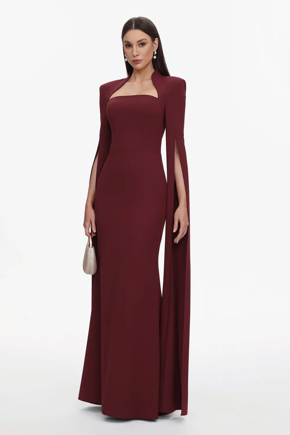 Bella Barnett Werko abito maxi scollo quadrato rosso