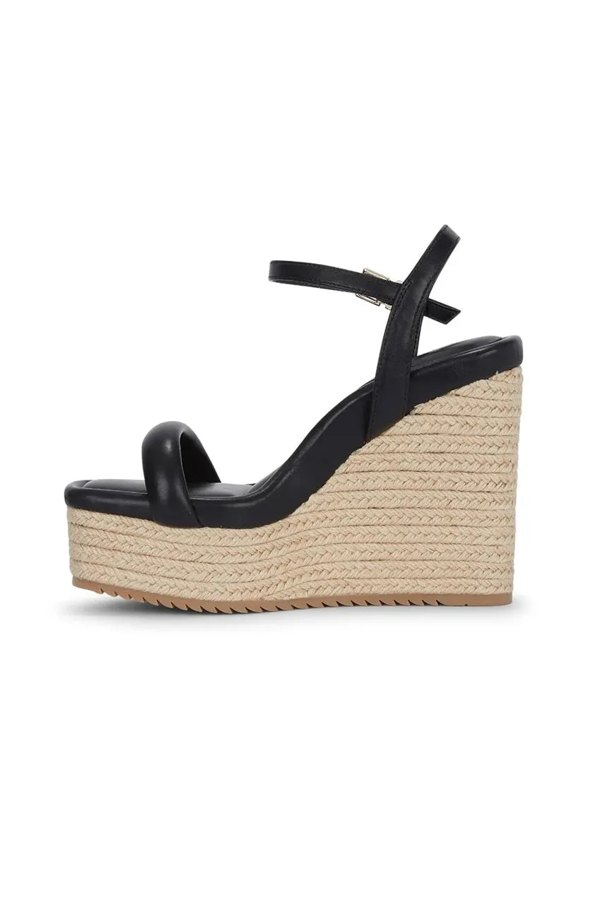 Malow London Jenna sandali zeppa neri tacco 11,5 cm