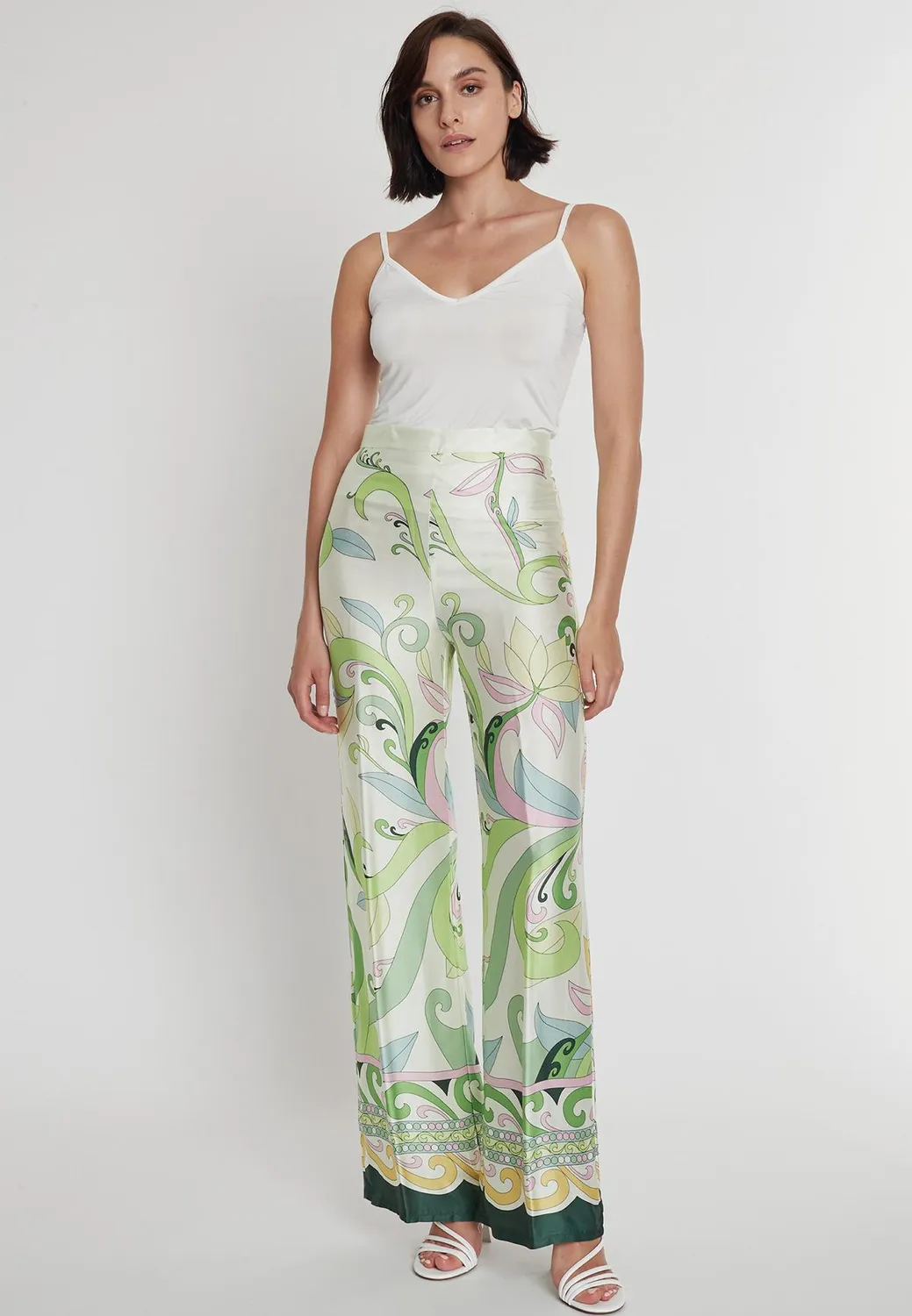 Ana Alcazar Pecosa pantaloni satin fantasia floreale