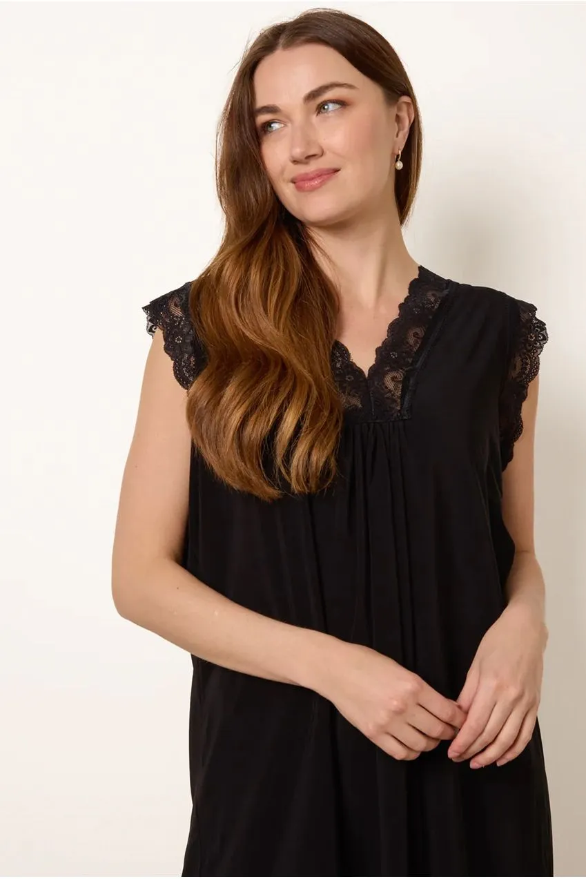 Blue Vanilla V Lace Trim top nero pizzo elasticizzato