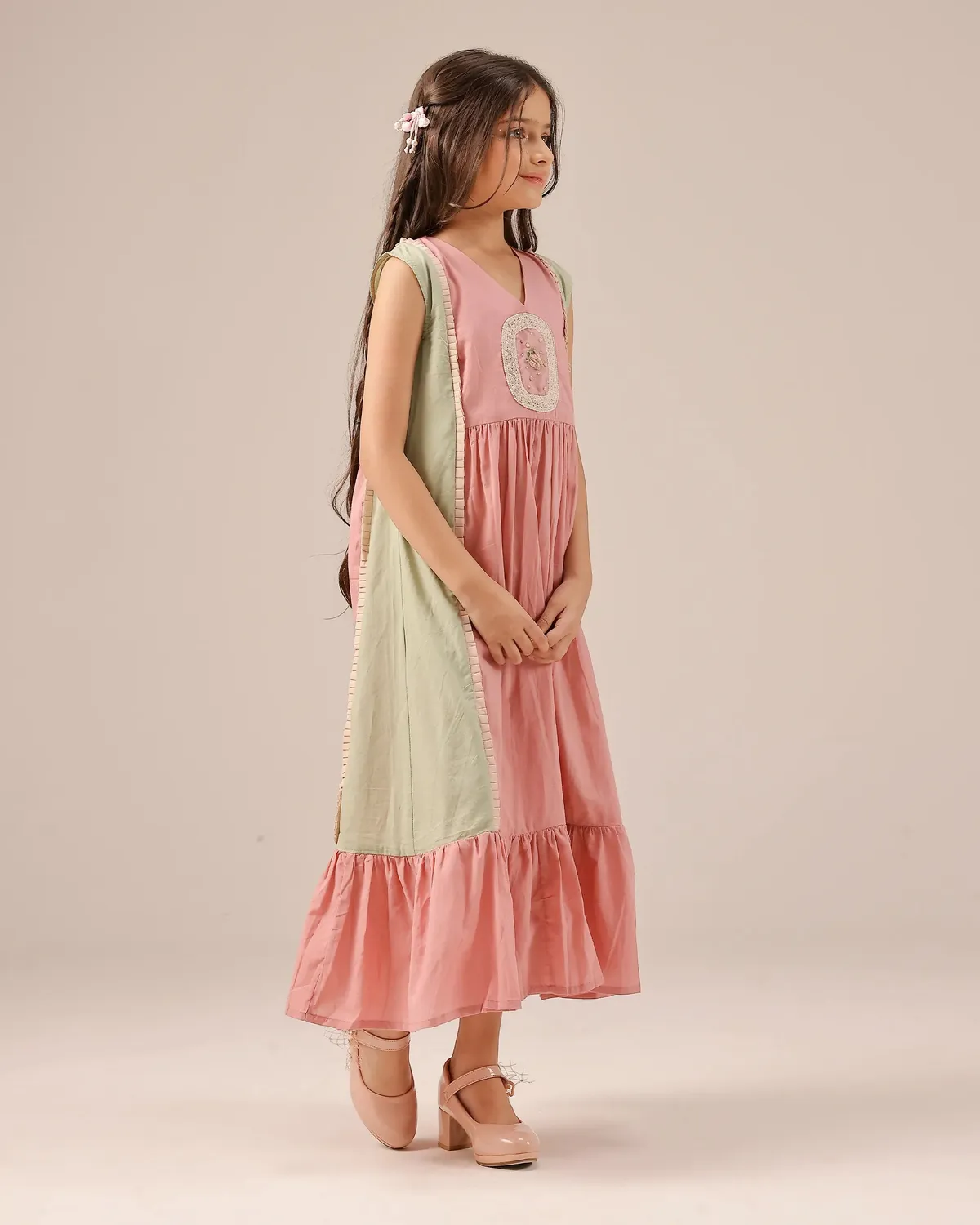 Our Dve Merry Berry Dress abito bambina rosa verde