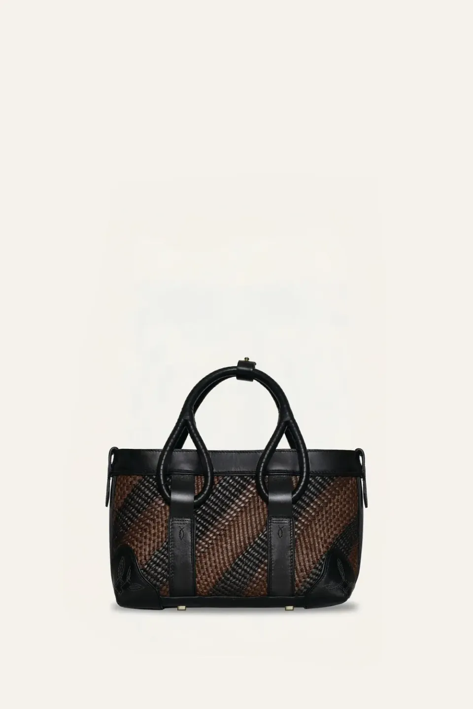 Johanna Ortiz Ancestral Veil mini tote paglia nera pelle