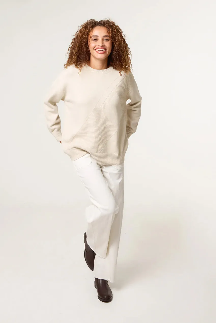 Blue Vanilla Argyle Stitch Detail maglione beige rombi