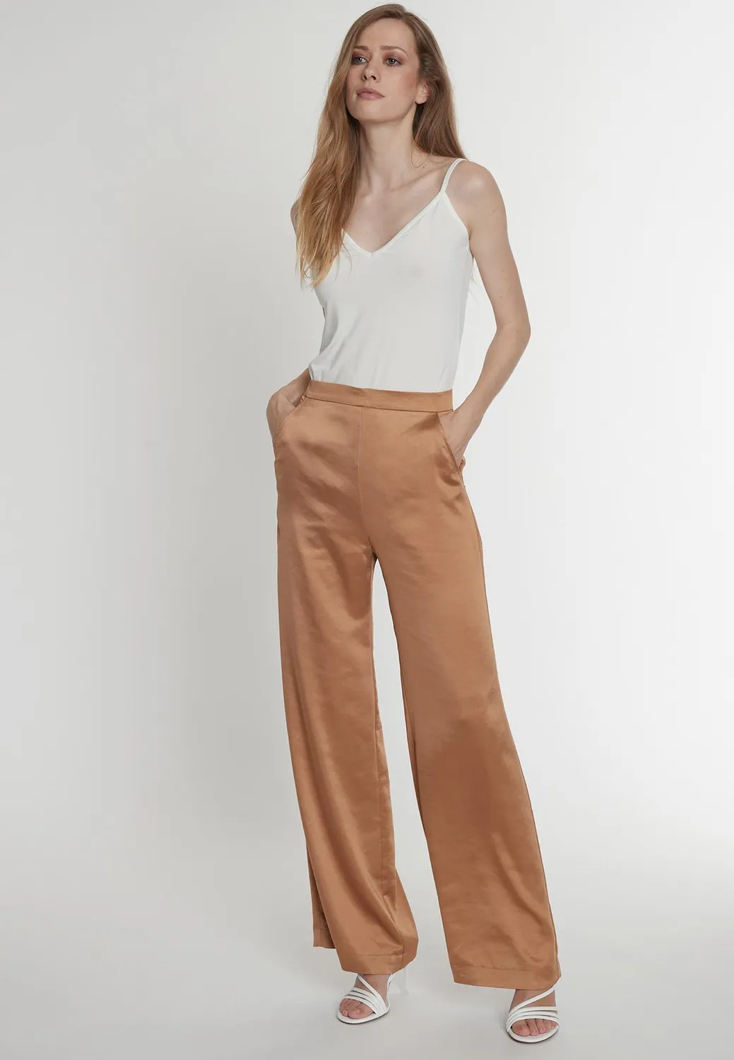 Ana Alcazar Pahisea pantaloni satin rame gamba dritta
