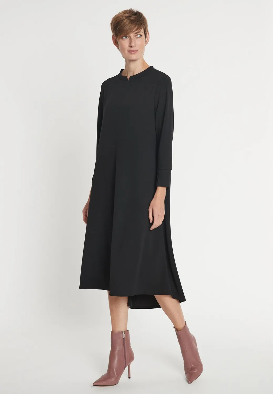 Ana Alcazar Melea abito ampio nero midi jersey