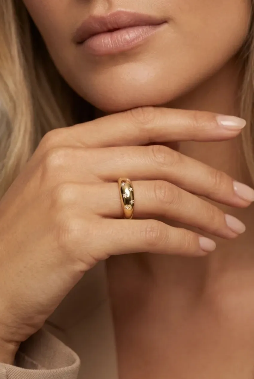 MUCHV Star Dome anello cupola moissanite oro M