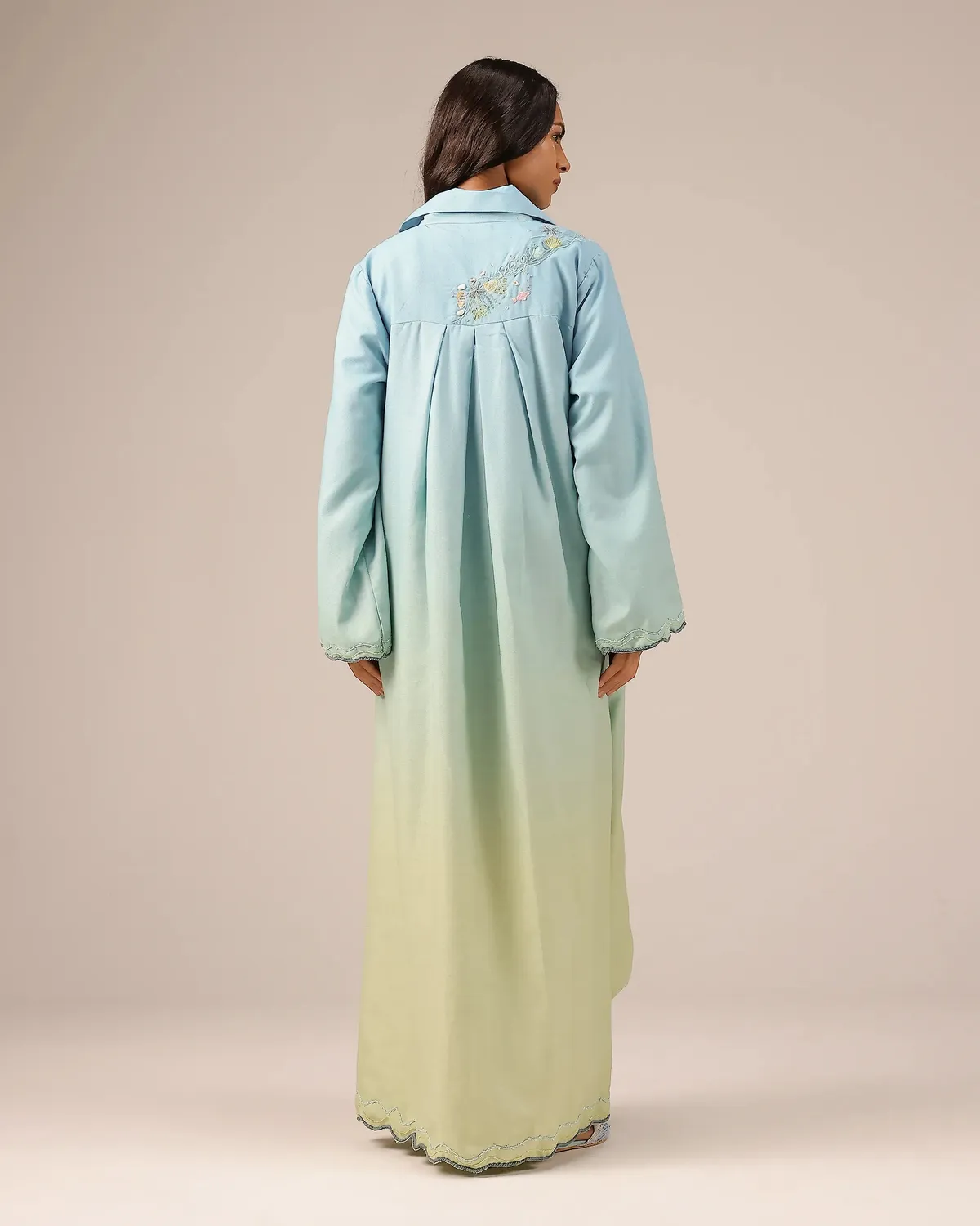 Our Dve Breeze Pop abito lino sfumato azzurro verde